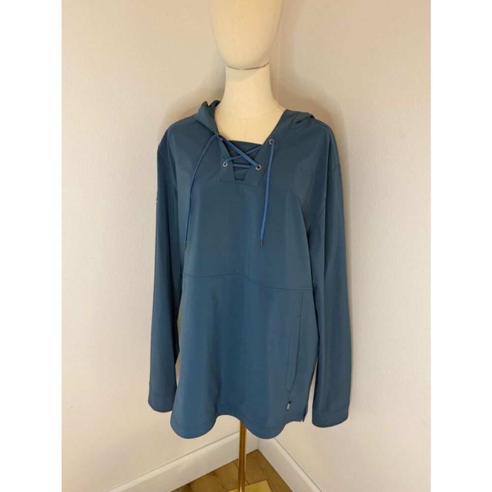 Stio Lace-Up Hoodie Tunic in Teal Blue - Size Large - Picture 1 of 6